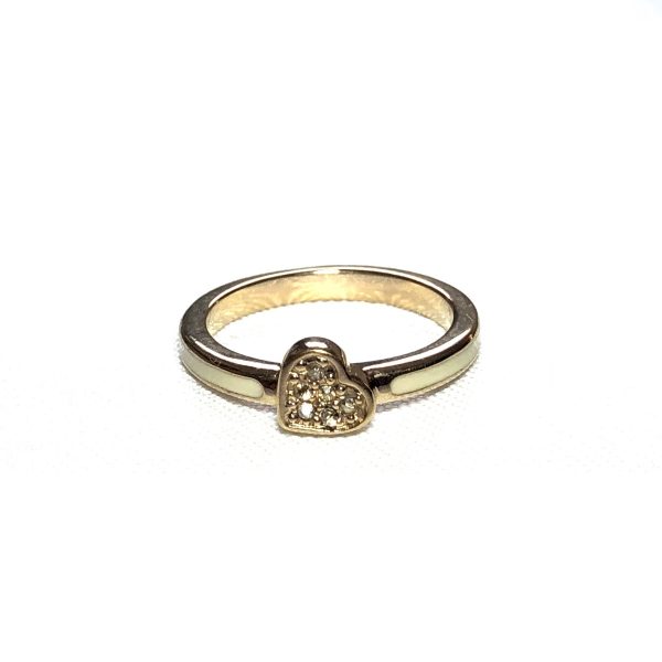 Christian Dior Heart Rhinestone Enamel Gold Plated Ring