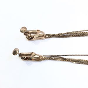 Christian Dior Dangling Chain Logo Pink-Goldtone Earrings