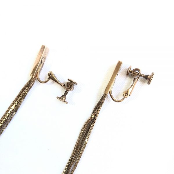 Christian Dior Dangling Chain Logo Pink-Goldtone Earrings