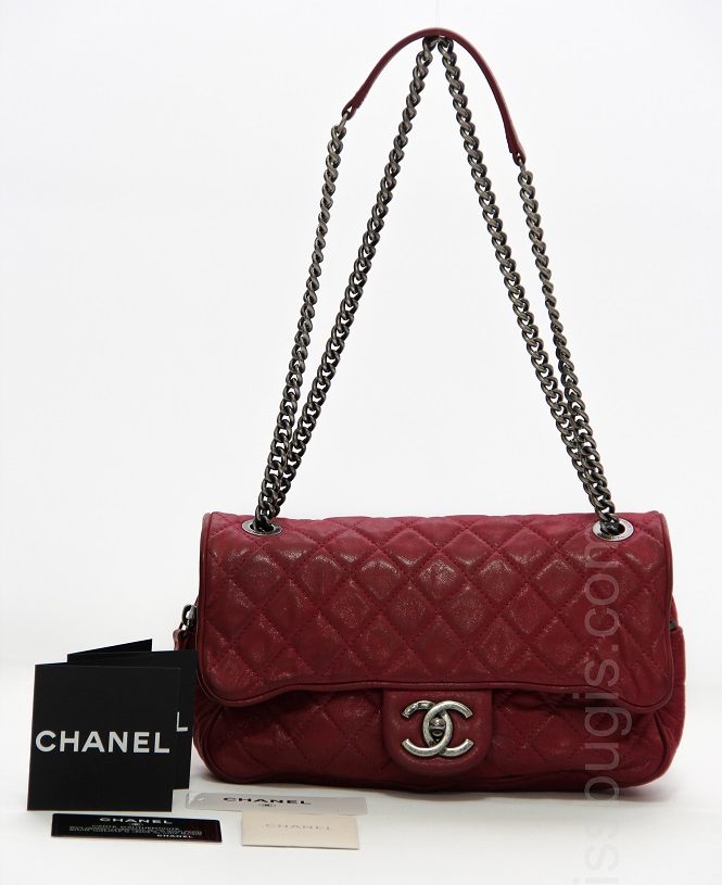 Chanel Fuchsia Metallic Leather Flap Bag