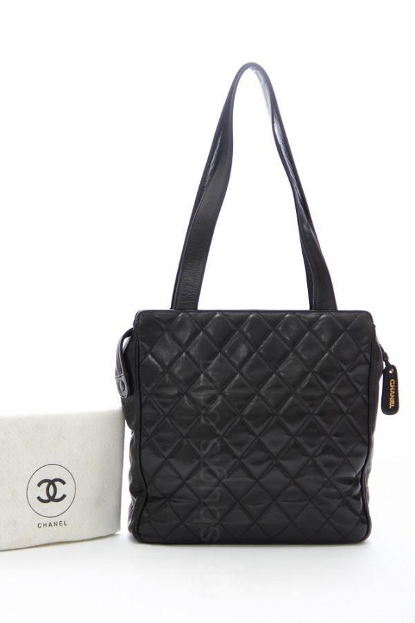 Chanel Black Quilted Lambskin Leather Tote