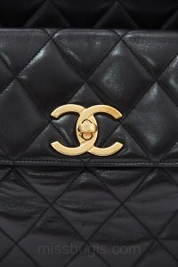 Chanel Black Quilted Lambskin Leather Tote