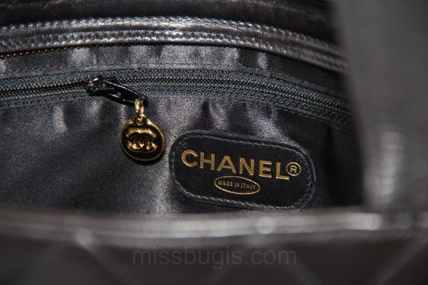 Chanel Black Quilted Lambskin Leather Tote