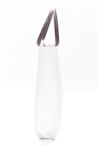 Chanel White Caviar Leather Burled Wood Handles Tote