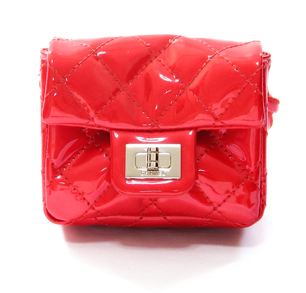 Chanel Vintage Micro Ankle Bag Red Patent GHW  ASL1663  LuxuryPromise