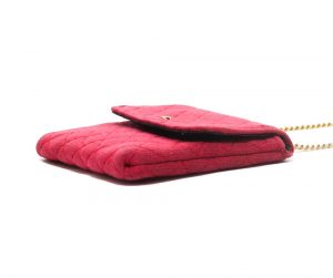 Chanel Red Quilted Jersey Pouch On Chain/Necklace