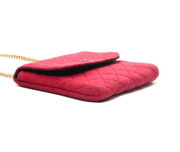 Chanel Red Quilted Jersey Pouch On Chain/Necklace