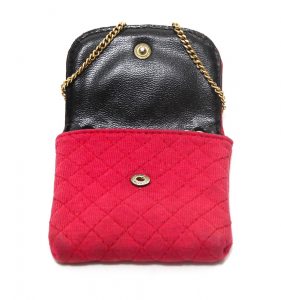 Chanel Red Quilted Jersey Pouch On Chain/Necklace