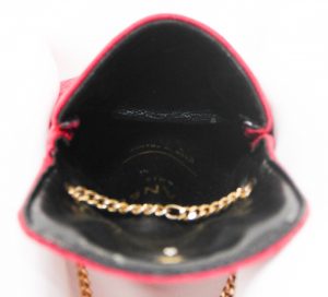 Chanel Red Quilted Jersey Pouch On Chain/Necklace