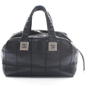 Chanel Black Square Quilted Caviar Leather Satchel