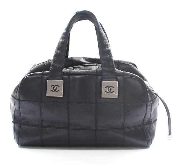 Chanel Black Square Quilted Caviar Leather Satchel