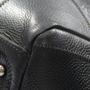 Chanel Black Square Quilted Caviar Leather Satchel