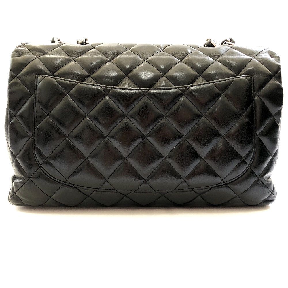 Chanel Black Quilted Lambskin Leather Classic Jumbo Single Flap Bag - Miss  Bugis