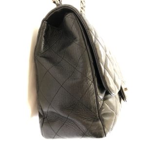 Chanel Black Quilted Lambskin Leather Classic Jumbo Single Flap Bag