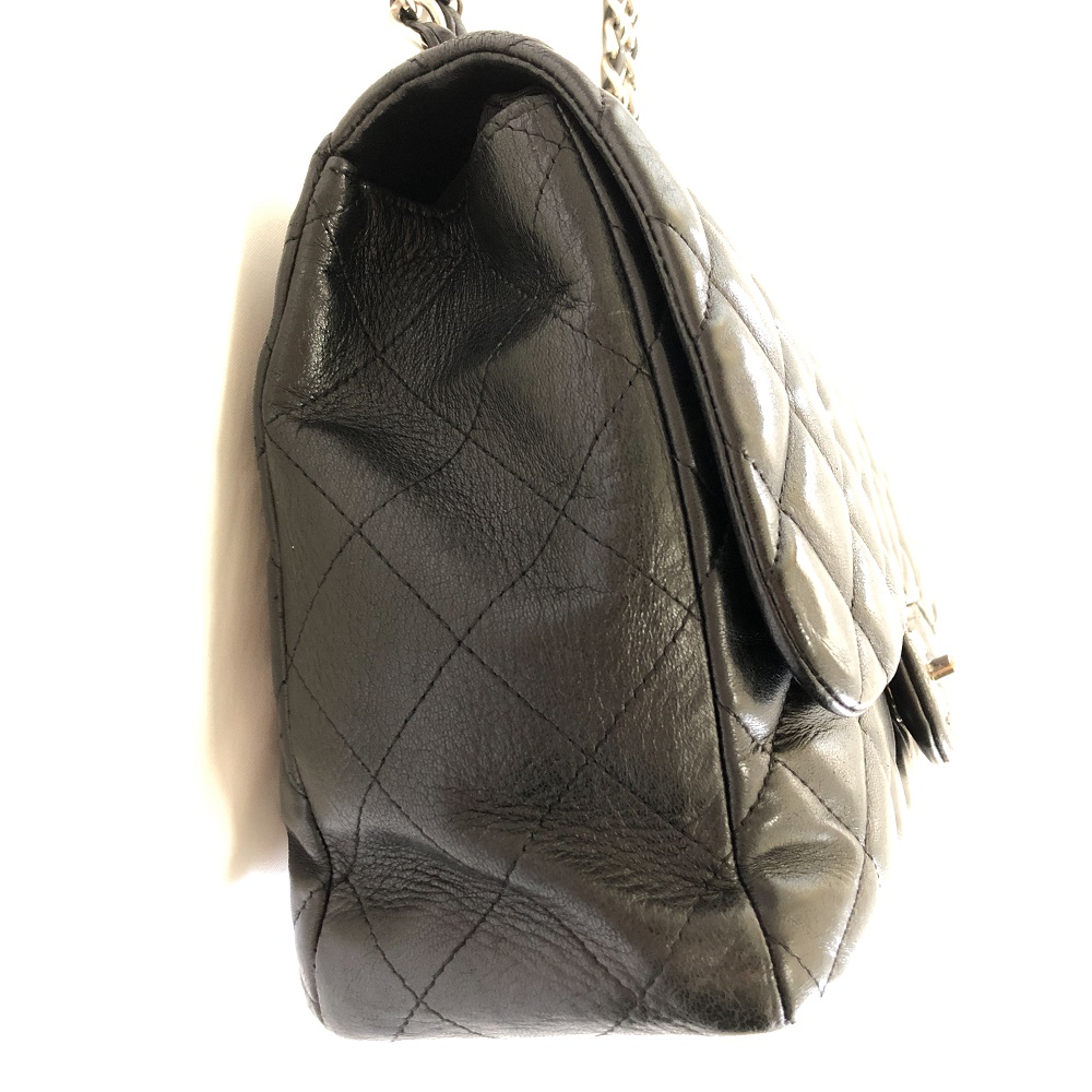 Chanel Black Quilted Lambskin Leather Classic Jumbo Single Flap Bag - Miss  Bugis