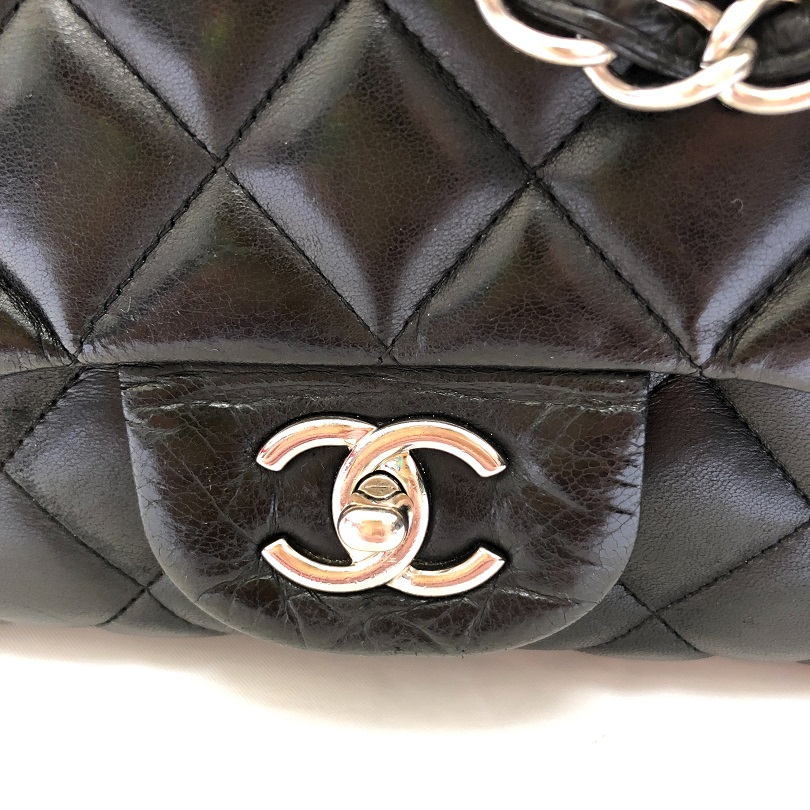 Chanel Black Quilted Lambskin Leather Classic Jumbo Single Flap Bag - Miss  Bugis