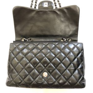 Chanel Black Quilted Lambskin Leather Classic Jumbo Single Flap Bag