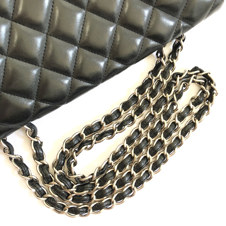 Chanel Black Quilted Lambskin Leather Classic Jumbo Single Flap Bag - Miss  Bugis