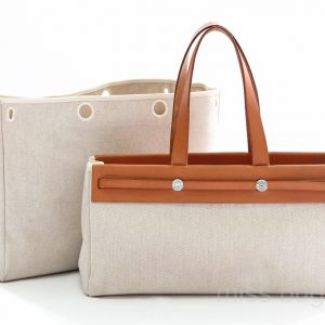 Hermes 2 in 1 Herbag Cabas Canvas Leather Tote