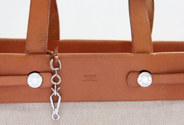 Hermes 2 in 1 Herbag Cabas Canvas Leather Tote