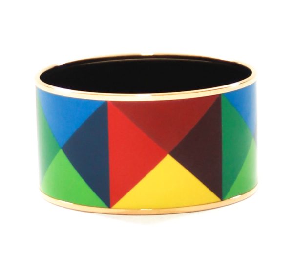 Hermes Printed Enamel Extra Wide Clous De Trompe L'oeil Bangle