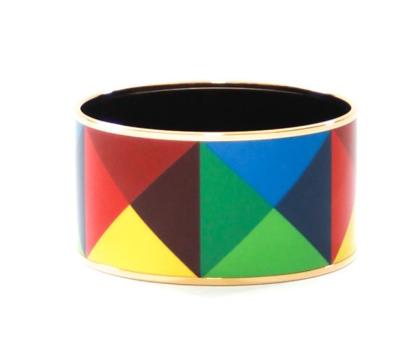 Hermes Printed Enamel Extra Wide Clous De Trompe L'oeil Bangle