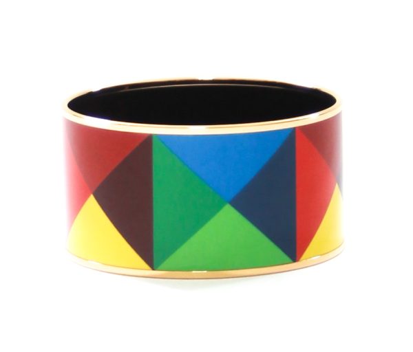 Hermes Printed Enamel Extra Wide Clous De Trompe L'oeil Bangle