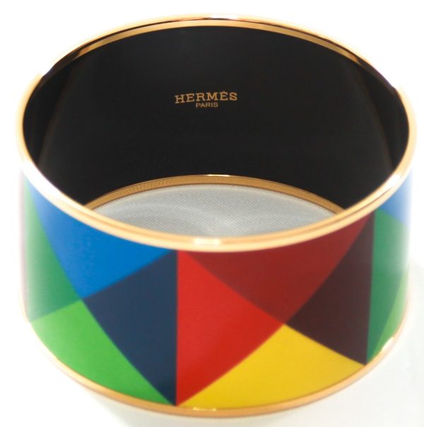 Hermes Printed Enamel Extra Wide Clous De Trompe L'oeil Bangle