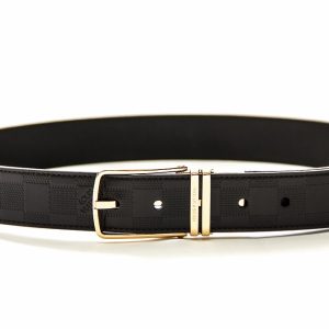 Louis Vuitton Boston Glazed Dark Brown Calf Leather Reversible Belt 90/36