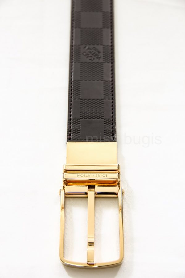 Louis Vuitton Boston Glazed Dark Brown Calf Leather Reversible Belt 90/36