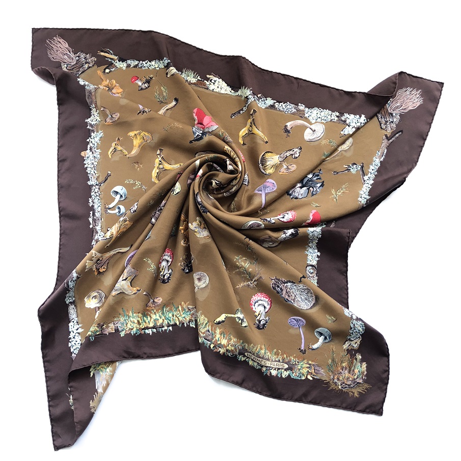 Hermes 90cm Champignons Mushroom Silk Scarf