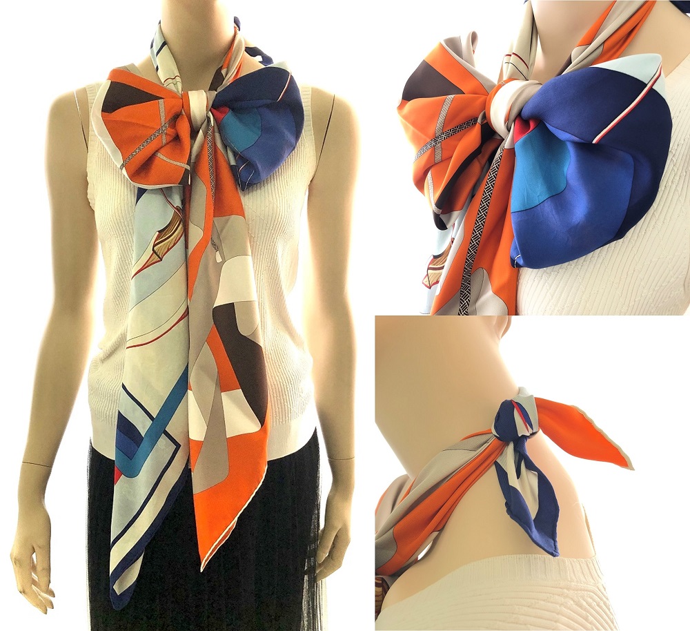 Hermes 90cm Silk Scarf Scout Knot with Ring - Miss Bugis