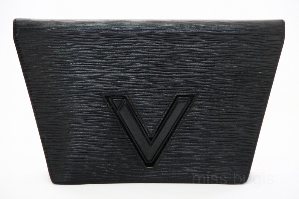 Louis Vuitton Epi Leather Black Noir Electric Trapeze Clutch