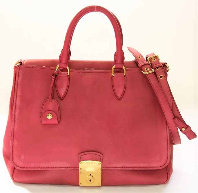 Miu Miu Rosso Vitello Vintage Distressed Leather Bag