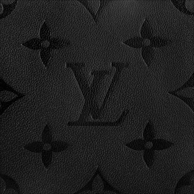 Monogram-Embossed Lambskin Leather Black