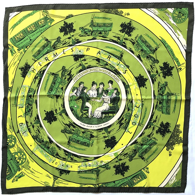 Hermes 70cm Square Scarf Jeu Des Omnibus Dames Blanches