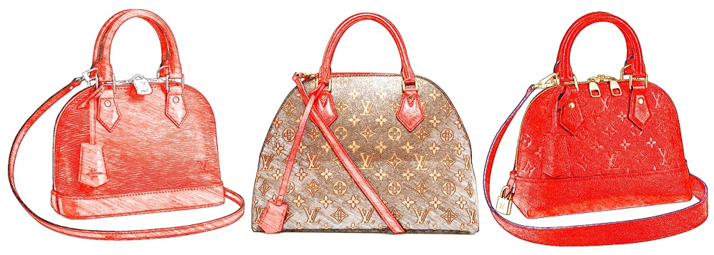 The different Louis Vuitton Alma handbags