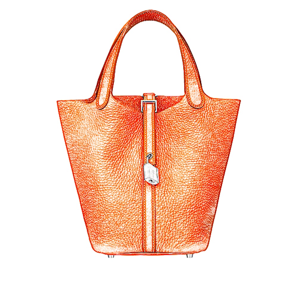 HERMES Toile Fourre Tout du Cavalier Carryall Tote Orange 815841