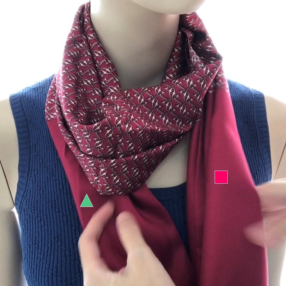 Step 1: Loop the scarf loosely around your neck.