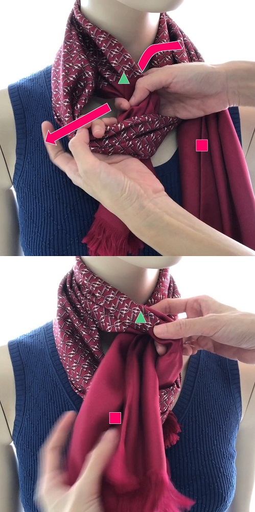 Step 2: Pass side B under side A and over the loop.