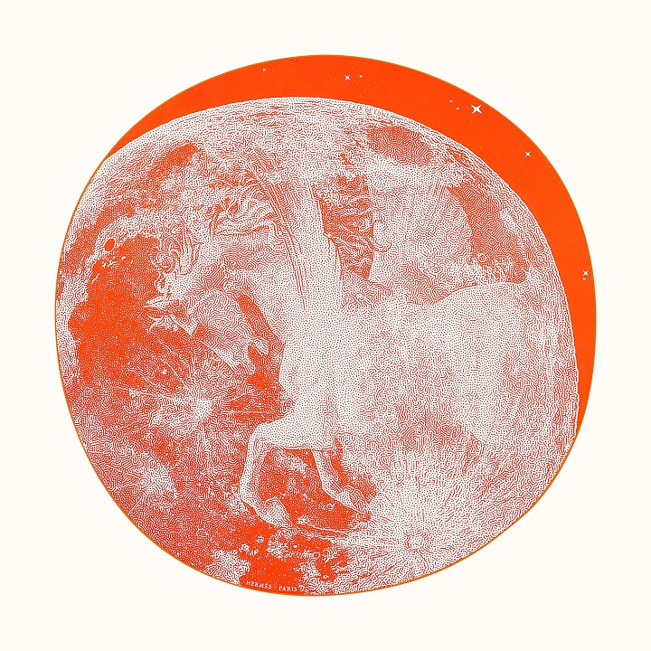Hermes 140cm Round Scarf Clair De Lune