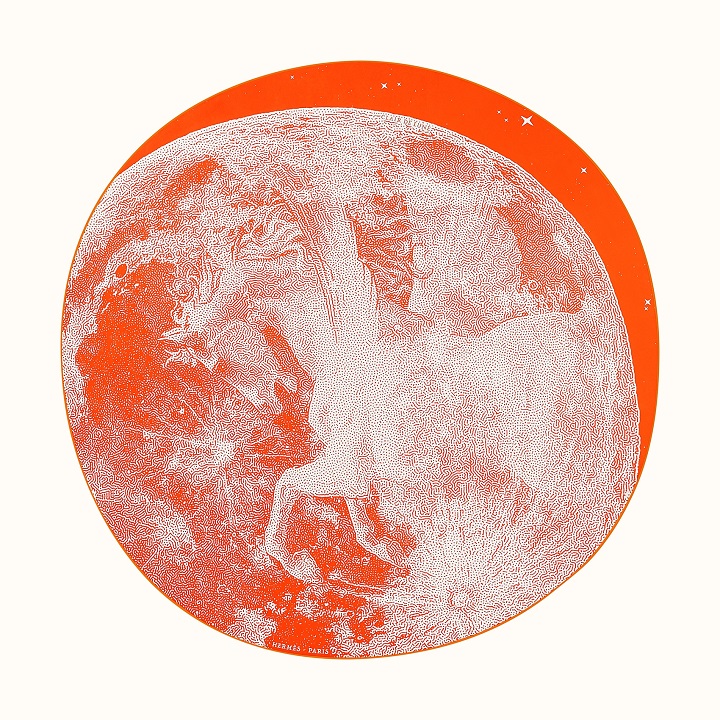 Hermes 140cm Round Scarf Clair De Lune