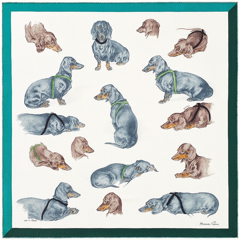 Hermes 70cm Square Scarf Les Bassets