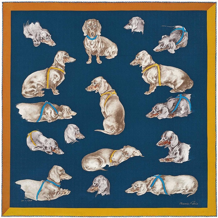 Hermes 70cm Square Scarf Les Bassets