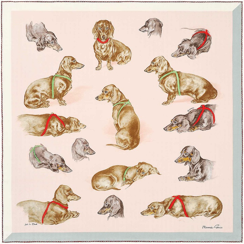 Hermes 70cm Square Scarf Les Bassets