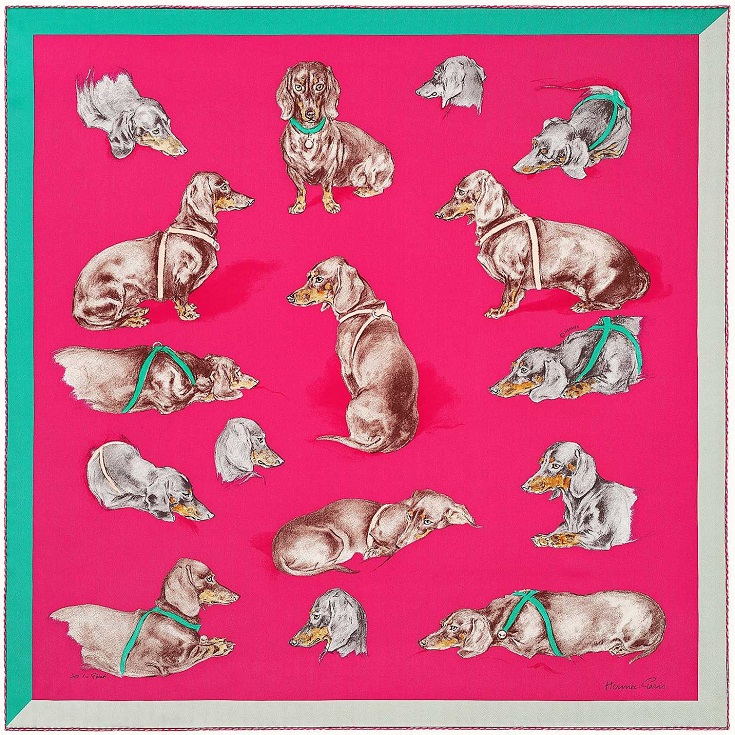 Hermes 70cm Square Scarf Les Bassets