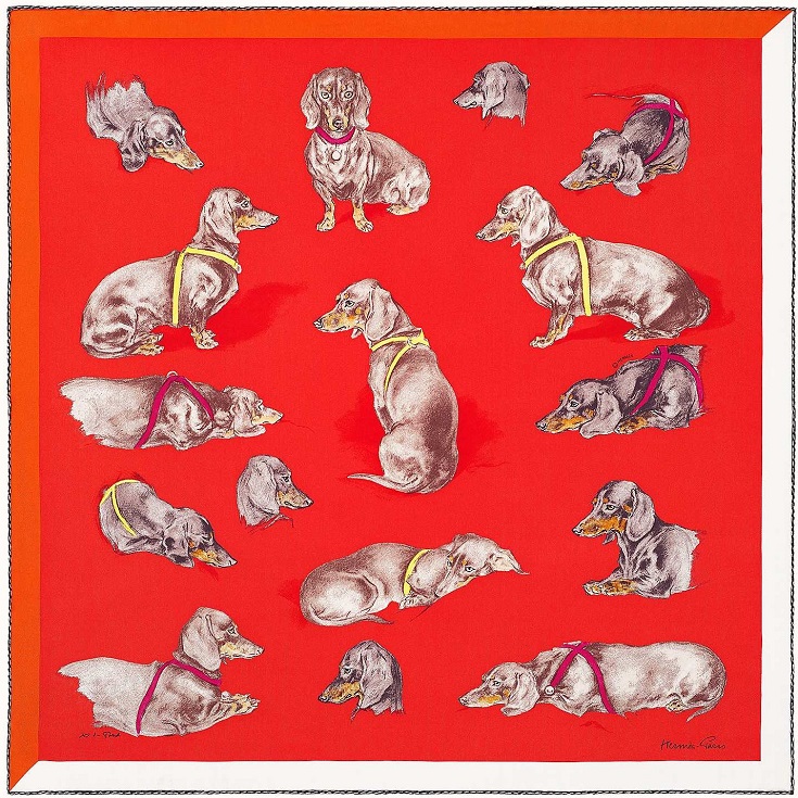 Hermes 70cm Square Scarf Les Bassets