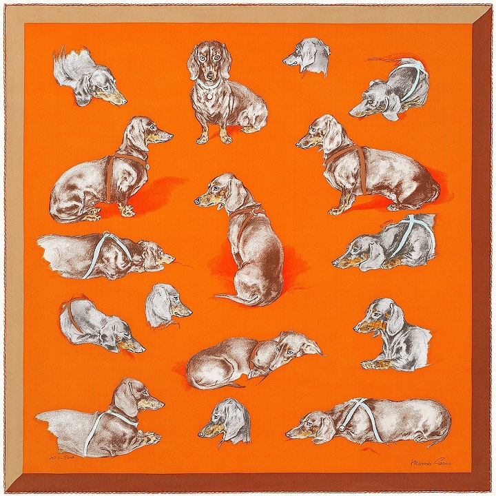 Hermes 70cm Square Scarf Les Bassets