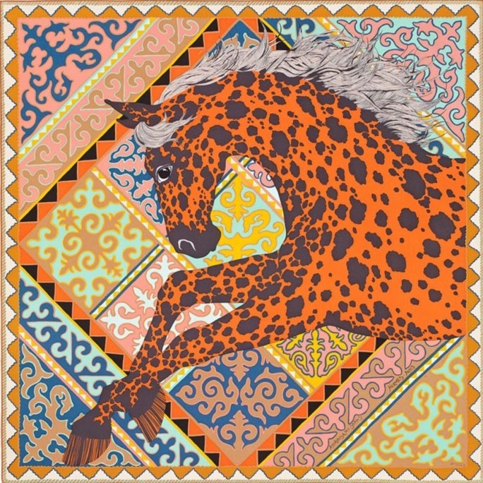 Hermes 90cm Square Scarf Appaloosa Des Steppes