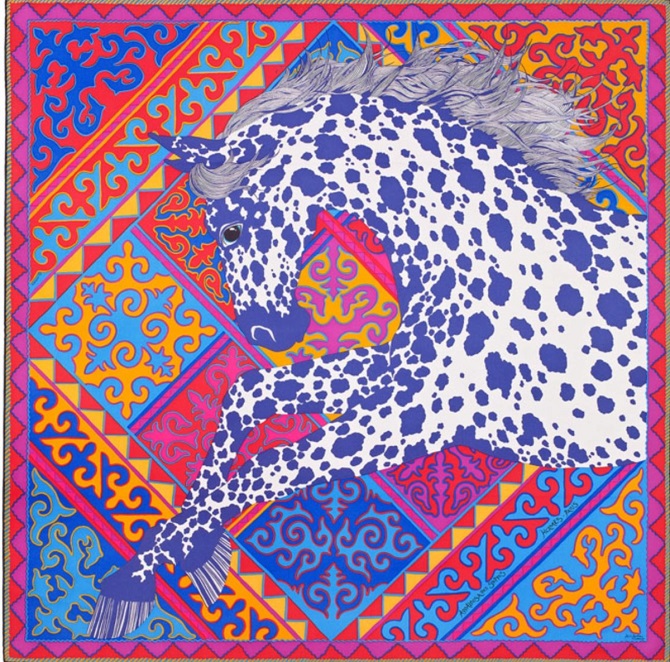 Hermes 90cm Square Scarf Appaloosa Des Steppes